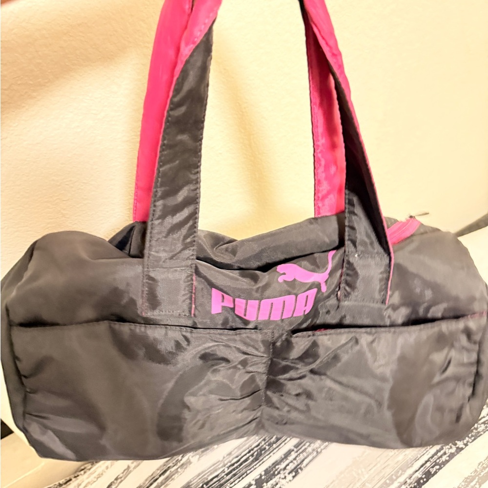 Puma Black and Pink Travel Bag with Sporty Design